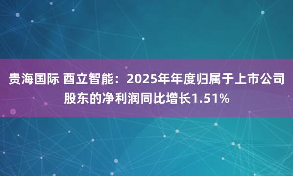 贵海国际 酉立智能：2025年年度归属于上市公司股东的净利润同比增长1.51%